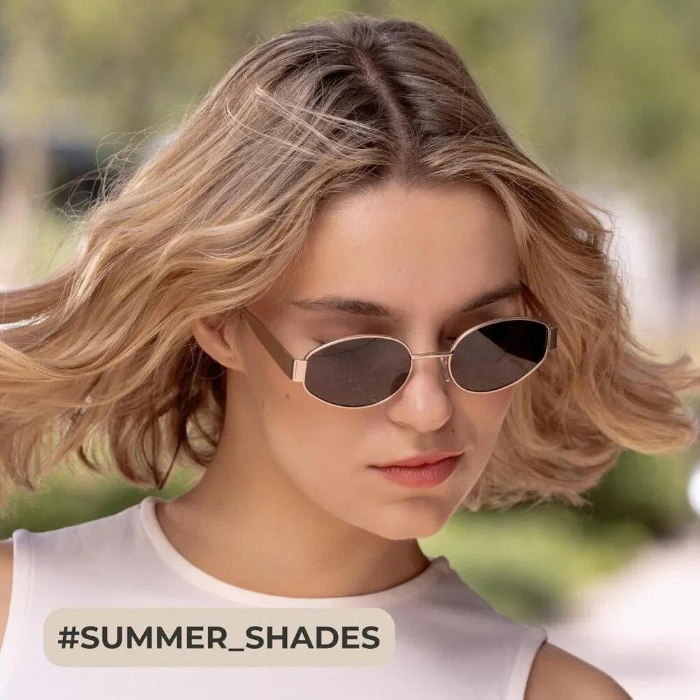 Retro Polarized Black Glod Sunglasses UV400 Protection Oval Metal Soft Frame